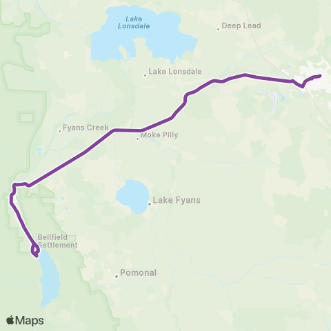 V/Line Halls Gap - Melbourne Via Ballarat & Stawell map