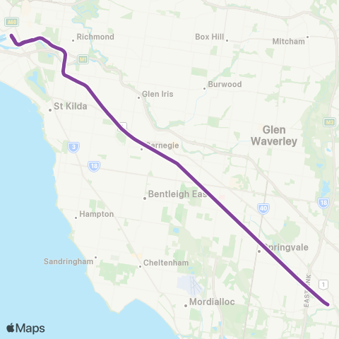 V/Line Pakenham - City Via Pakenham map