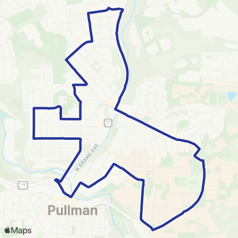 Pullman Transit Blue map