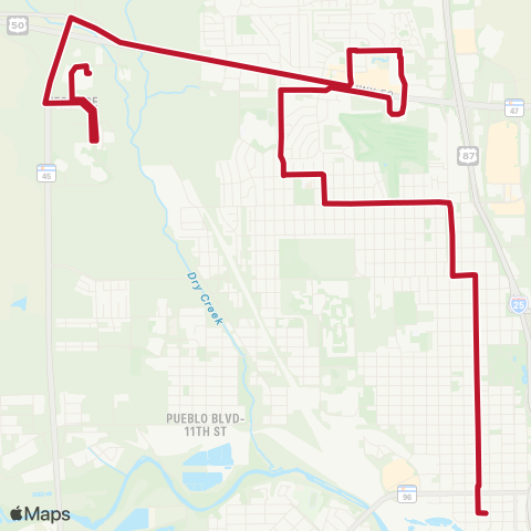 Pueblo Transit Highway 50 West map