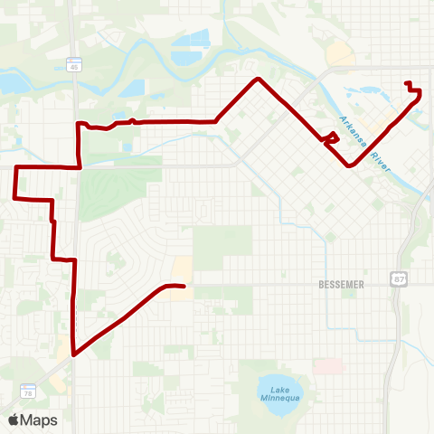 Pueblo Transit Red Creek Ride map