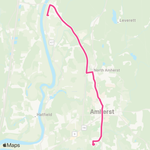 PVTA Sunderland / South Amherst map