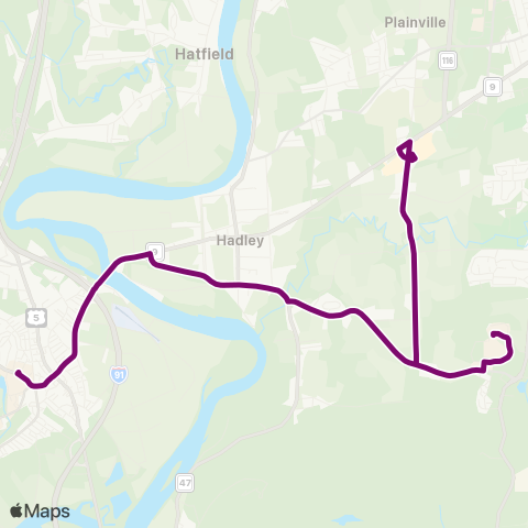 PVTA Smith College-Hampshire College map