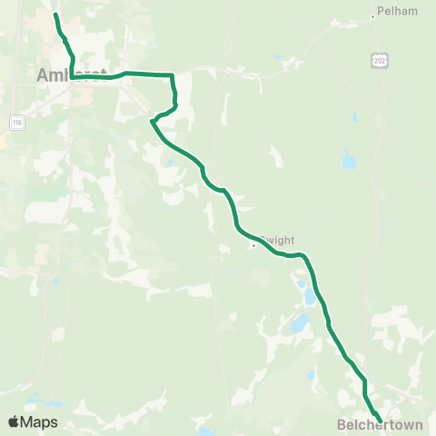 PVTA Belchertown Center / UMass map