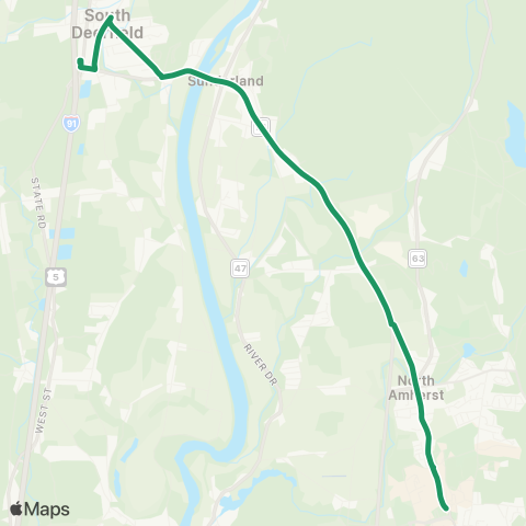 PVTA Whately via S. Deerfield Center / UMass map