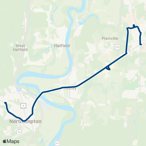 PVTA Northampton / Hadley / Amherst map