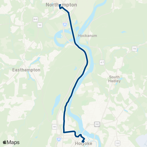 PVTA Northampton / Holyoke via Route 5 map