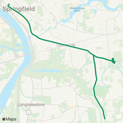 PVTA Carew-E Springfield / Belmont-Dwight Rd map