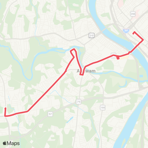 PVTA Feeding Hills-Springfield map