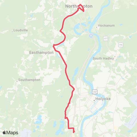 PVTA Northampton / Easthampton / HCC map