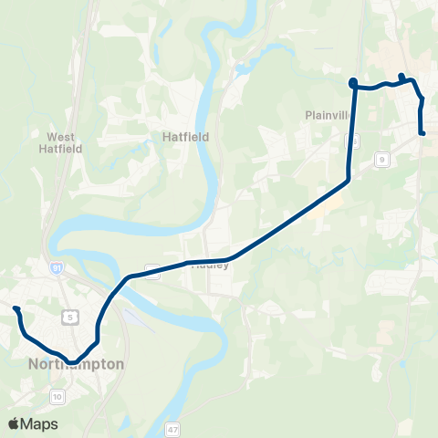 PVTA Northampton / Hadley / Amherst Express map