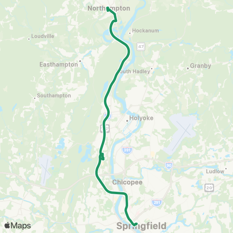 PVTA Springfield-Northampton Express map