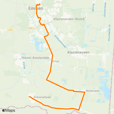 Qbuzz Emmen - Schoonebeek map