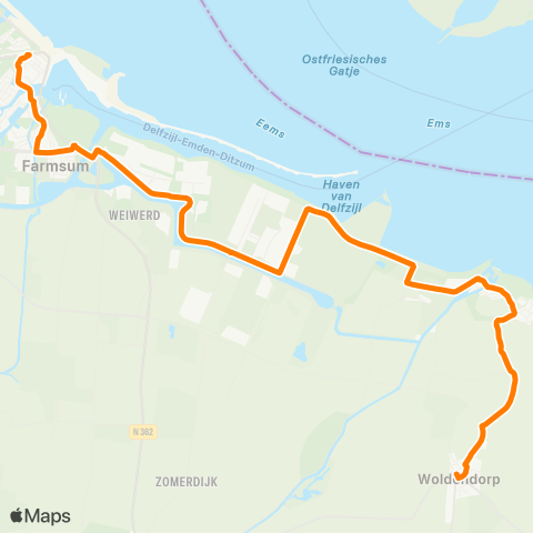 Qbuzz Siddeburen - Delfzijl map