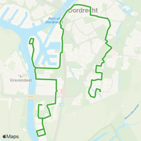 Qbuzz Sterrenburg - Dordrecht CS - Dordtse Kil map