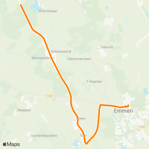 Qbuzz Emmen - Sleen ( - De Kiel) map