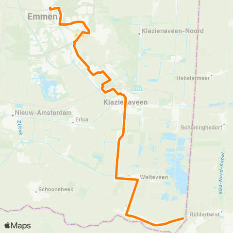 Qbuzz Emmen - Klazienaveen - Nw Schoonebeek Grens map