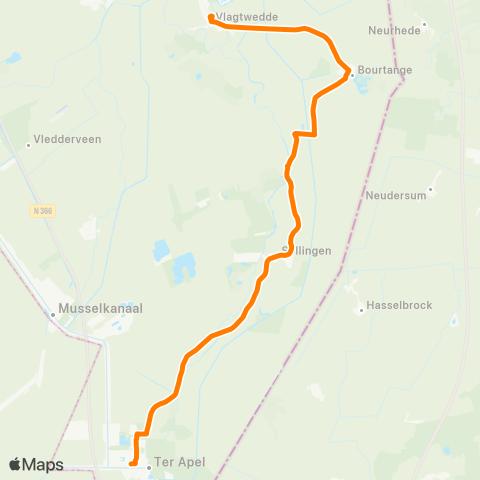 Qbuzz Emmen - Ter Apel - Winschoten map