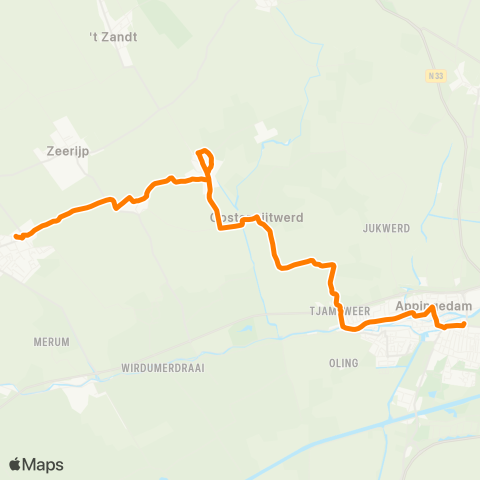 Qbuzz Buurtbus Appingedam - Oosterwijtwerd - Loppersum map