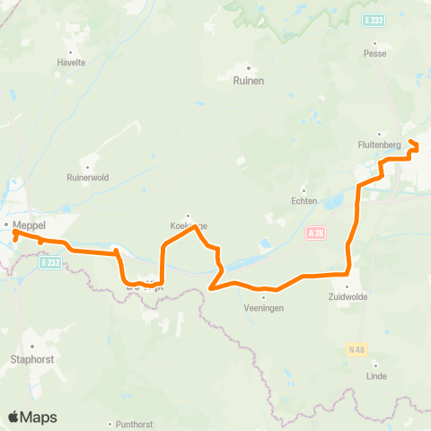 Qbuzz Hoogeveen - Meppel map