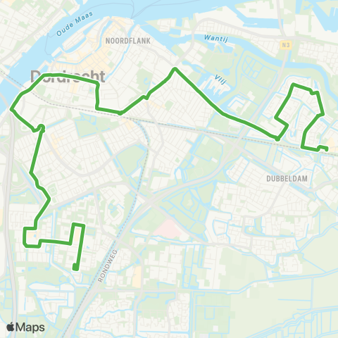 Qbuzz Oudelandshoek - Dordrecht CS - Crabbehof map