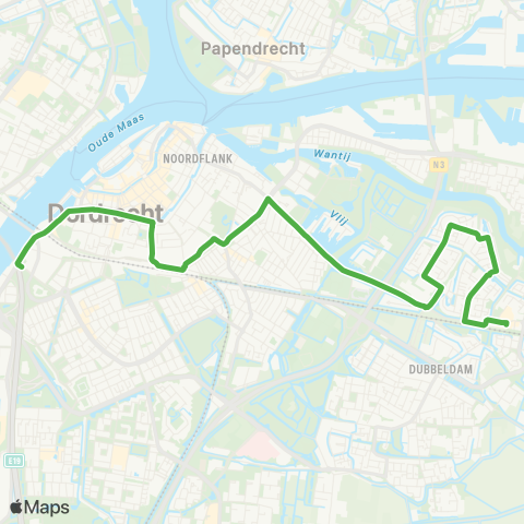 Qbuzz Oudelandshoek - Dordrecht CS - Centrum map