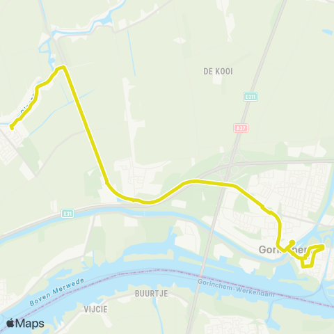 Qbuzz Gorinchem - Schelluinen - Giessenburg > 707 map