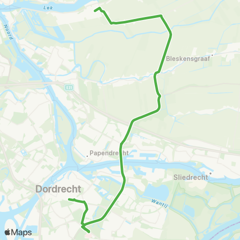 Qbuzz Dordrecht - Oud-Alblas - Nieuw-Lekkerland map