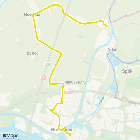 Qbuzz Gorinchem - Hoornaar - Arkel > 704 map