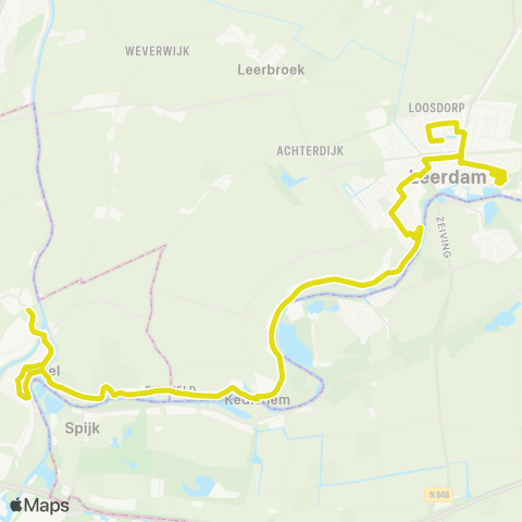 Qbuzz Leerdam - Kedichem - Arkel > 705 map