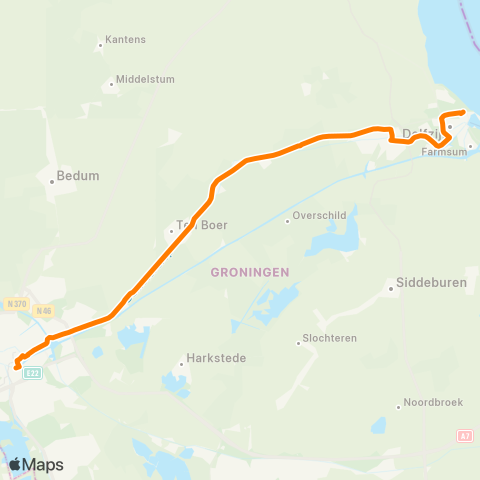 Qbuzz Nachtbus Groningen - Ten Boer - App'dam - Delfzijl map