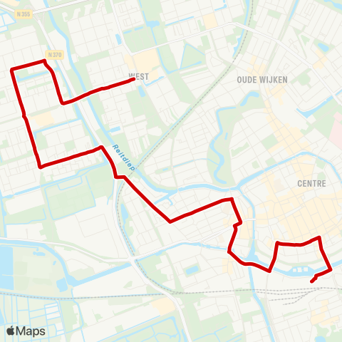 Qbuzz WKC Paddepoel - Vinkhuizen - Hoofdstation map