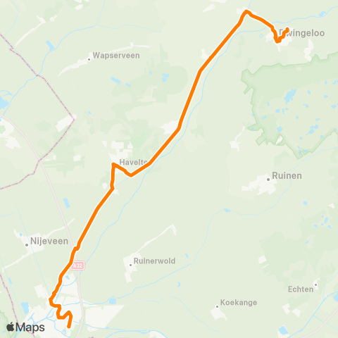 Qbuzz Nachtbus Meppel - Dwingeloo map