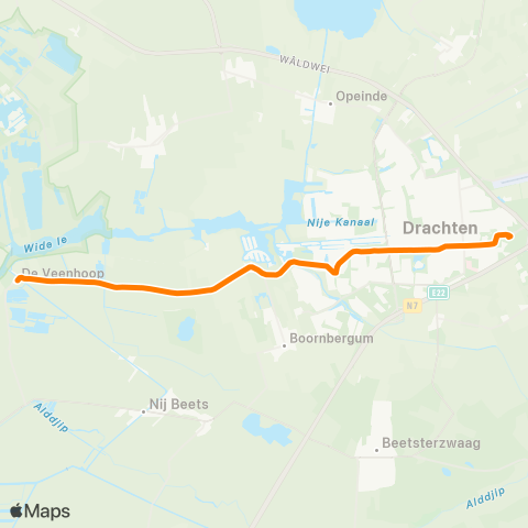 Qbuzz Opstapper De Veenhoop - Drachten Transferium Oost map