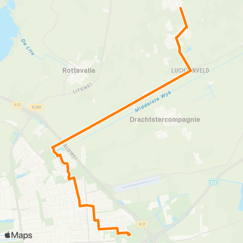 Qbuzz Opstapper Boelenslaan - Drachten Transferium Oost map