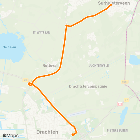 Qbuzz Opstapper Surhuisterveen-Drachten Transferium Oost map