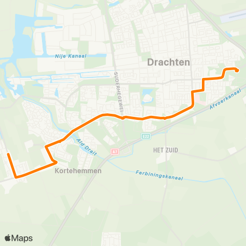 Qbuzz Opstapper Boorngergum - Drachten Transferium Oost map