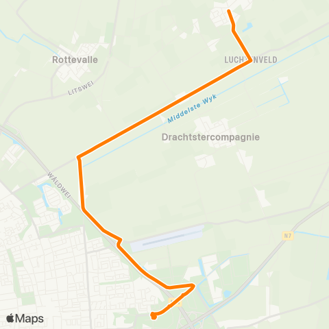 Qbuzz Opstapper Houtigehage - Drachten Transferium Oost map