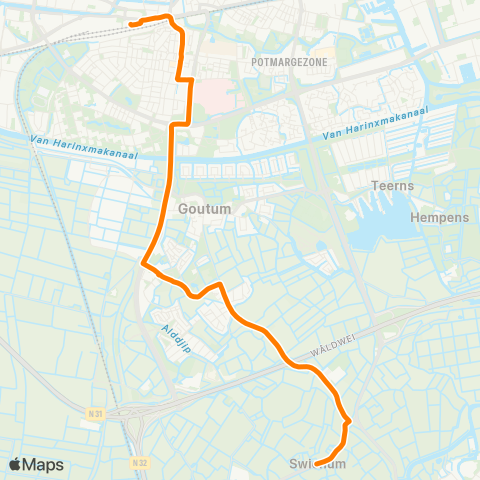 Qbuzz Opstapper Swichum - Leeuwarden map