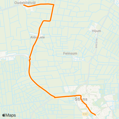 Qbuzz Opstapper Oudebildtzijl - Stiens map