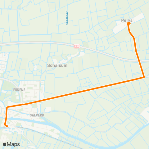 Qbuzz Opstapper Peins - Franeker map