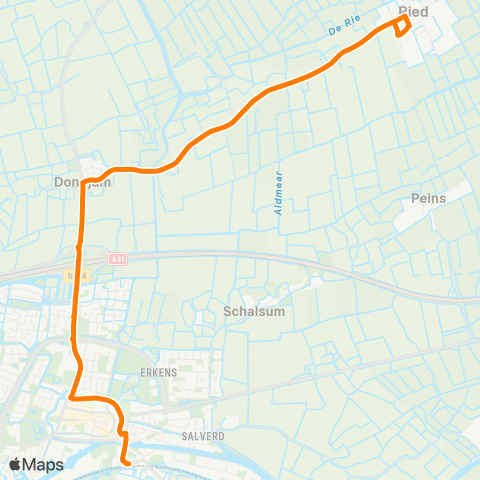 Qbuzz Opstapper Ried - Franeker map