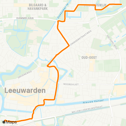 Qbuzz Leeuwarden Station - Vrijheidswijk map