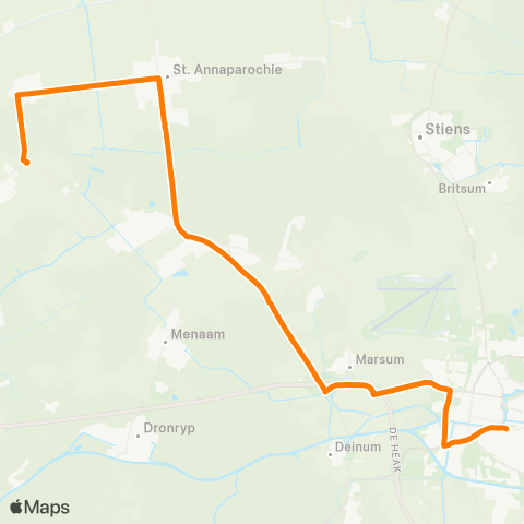 Qbuzz Leeuwarden - St Annaparochie - Minnertsga map