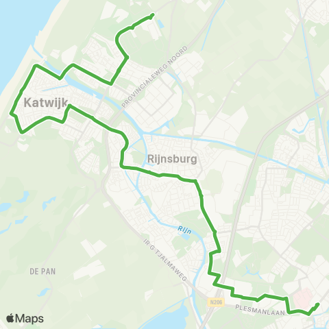 Qbuzz Katwijk - Rijnsburg - Leiden map