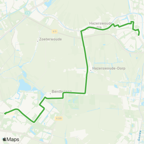 Qbuzz Zoetermeer - Alphen a / d Rijn map