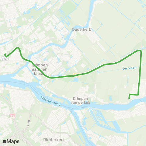 Qbuzz Lekkerkerk - Rotterdam Capelsebrug map