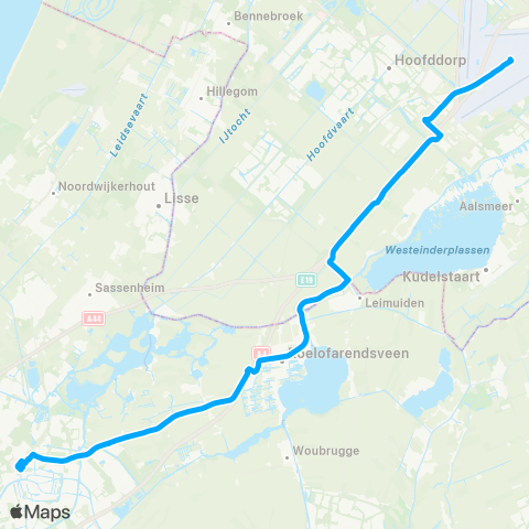 Qbuzz Leiden - Schiphol map