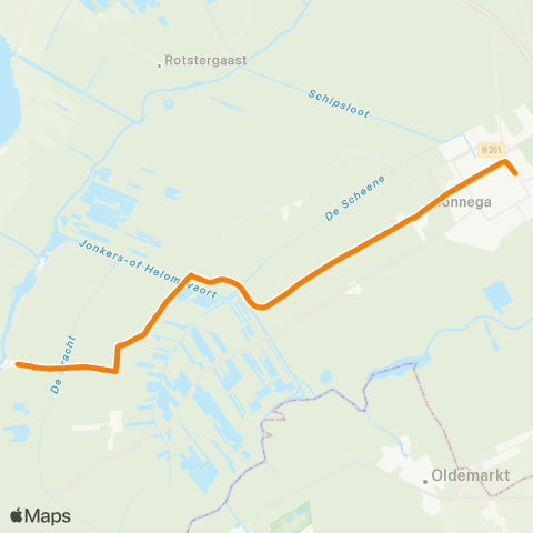 Qbuzz Langelille - Wolvega Station map