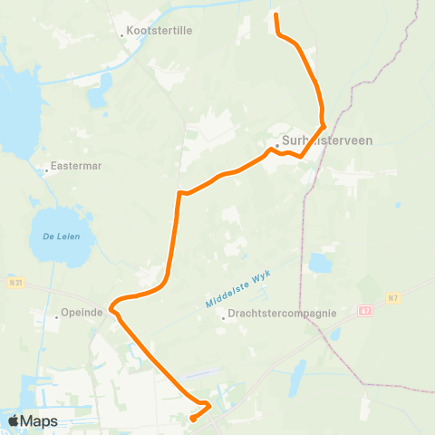 Qbuzz Augustinusga - Drachten Transferium Oost map